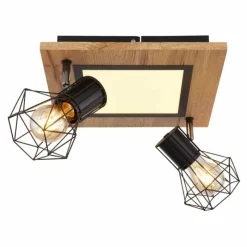 Lampes En Bois-Luminaires Globo Lighting Plafonnier Globo PRISKA Couleur bois, Noir, Blanc, 3 lumières