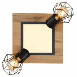 Lampes En Bois-Luminaires Globo Lighting Plafonnier Globo PRISKA Couleur bois, Noir, Blanc, 3 lumières