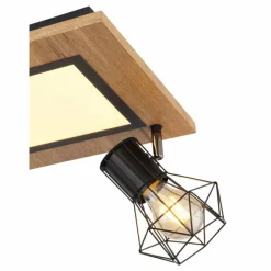 Lampes En Bois-Luminaires Globo Lighting Plafonnier Globo PRISKA Couleur bois, Noir, Blanc, 3 lumières