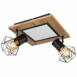 Lampes En Bois-Luminaires Globo Lighting Plafonnier Globo PRISKA Couleur bois, Noir, Blanc, 3 lumières