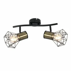 Lampes Vintages & Rétros-Luminaires Globo Lighting Plafonnier Globo PRISKA Noir, 2 lumières