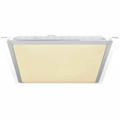 Luminaires Globo Lighting Plafonnier Globo RENA LED Nickel mat, Blanc, 1 lumière, Télécommandes, Changeur de couleurs* Éclairage Led