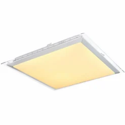 Luminaires Globo Lighting Plafonnier Globo RENA LED Nickel mat, Blanc, 1 lumière, Télécommandes, Changeur de couleurs* Éclairage Led