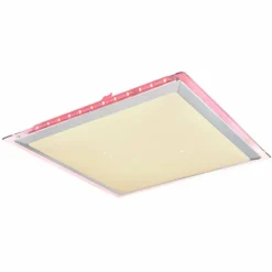 Luminaires Globo Lighting Plafonnier Globo RENA LED Nickel mat, Blanc, 1 lumière, Télécommandes, Changeur de couleurs* Éclairage Led