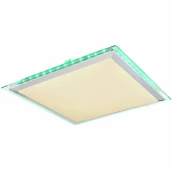 Luminaires Globo Lighting Plafonnier Globo RENA LED Nickel mat, Blanc, 1 lumière, Télécommandes, Changeur de couleurs* Éclairage Led