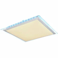 Luminaires Globo Lighting Plafonnier Globo RENA LED Nickel mat, Blanc, 1 lumière, Télécommandes, Changeur de couleurs* Éclairage Led