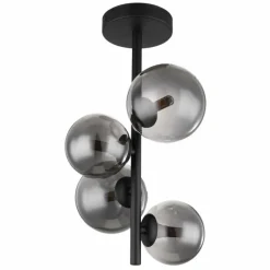 Suspension Verre Fumé-Luminaires Globo Lighting Plafonnier Globo RIHA LED Noir, 4 lumières