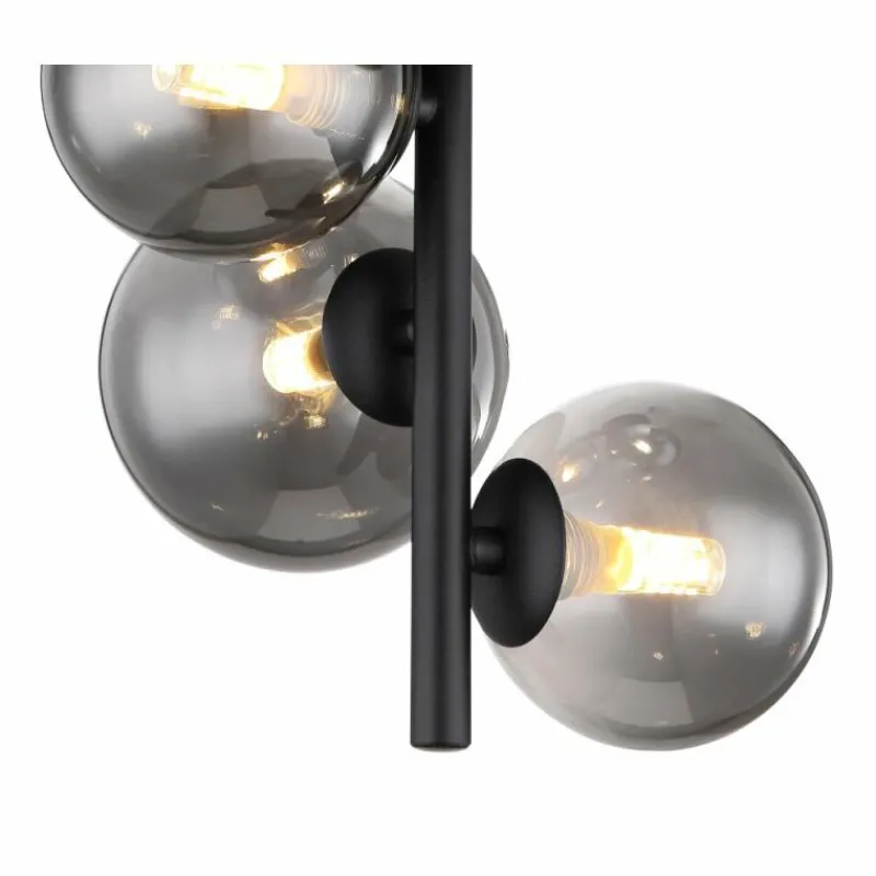 Suspension Verre Fumé-Luminaires Globo Lighting Plafonnier Globo RIHA LED Noir, 4 lumières