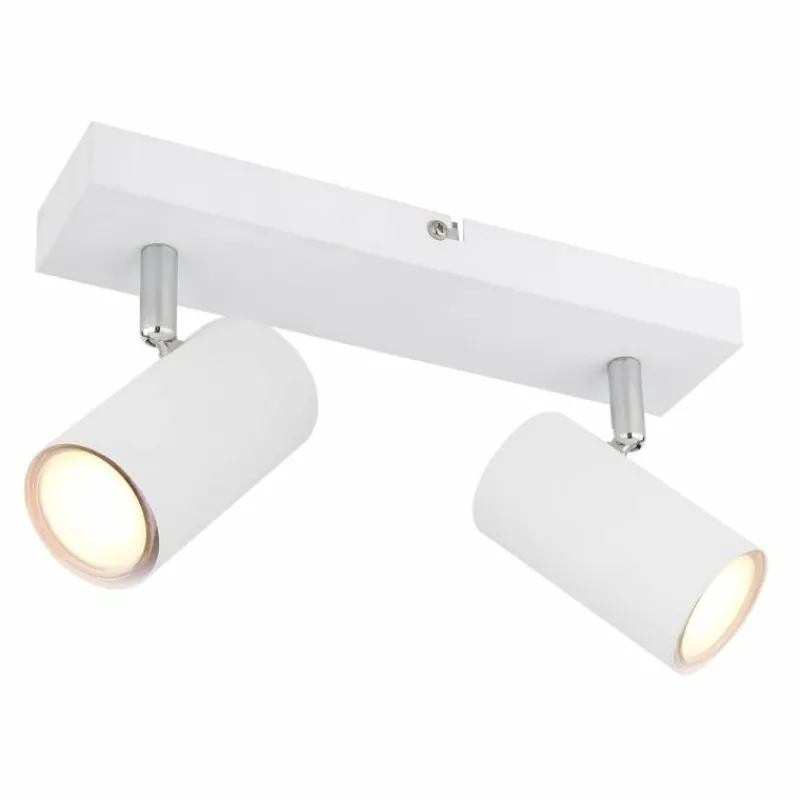 Luminaires Globo Lighting Plafonnier Globo ROBBY Chrome, Blanc, 2 lumières* Spots Et Projecteurs