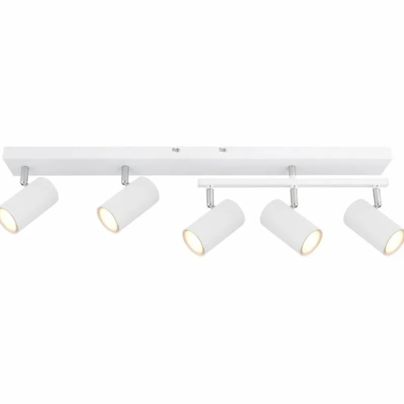 Luminaires Globo Lighting Plafonnier Globo ROBBY Chrome, Blanc, 5 lumières* Spots Et Projecteurs
