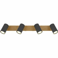 Lampes En Bois-Luminaires Globo Lighting Plafonnier Globo ROBBY Couleur bois, Noir, 4 lumières