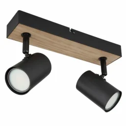 Lampes En Bois-Luminaires Globo Lighting Plafonnier Globo ROBBY Couleur bois, Noir, 2 lumières