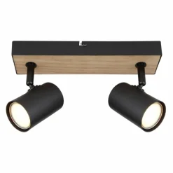 Lampes En Bois-Luminaires Globo Lighting Plafonnier Globo ROBBY Couleur bois, Noir, 2 lumières