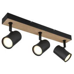 Lampes En Bois-Luminaires Globo Lighting Plafonnier Globo ROBBY Couleur bois, Noir, 3 lumières