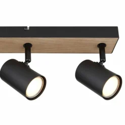 Lampes En Bois-Luminaires Globo Lighting Plafonnier Globo ROBBY Couleur bois, Noir, 4 lumières