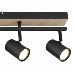 Lampes En Bois-Luminaires Globo Lighting Plafonnier Globo ROBBY Couleur bois, Noir, 5 lumières