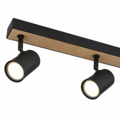 Lampes En Bois-Luminaires Globo Lighting Plafonnier Globo ROBBY Couleur bois, Noir, 6 lumières