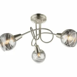 Suspension Verre Fumé-Luminaires Globo Lighting Plafonnier Globo ROMAN LED Nickel mat, 3 lumières