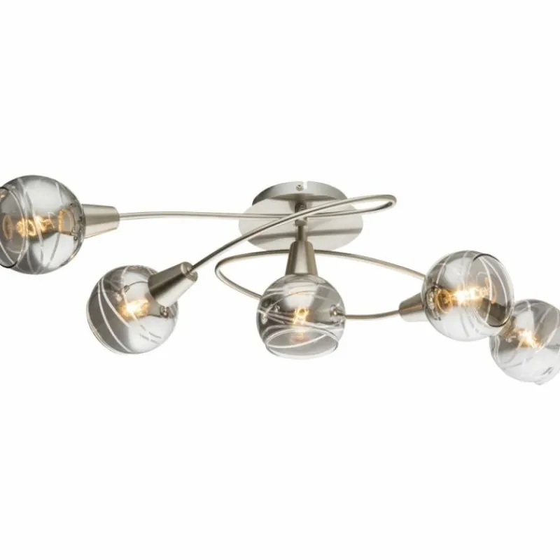 Luminaires Globo Lighting Plafonnier Globo ROMAN LED Nickel mat, 5 lumières