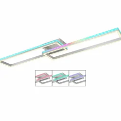 Luminaires Globo Lighting Plafonnier Globo SALMOS LED Aluminium, Gris, Argenté, 2 lumières, Télécommandes, Changeur de couleurs* Éclairage Led