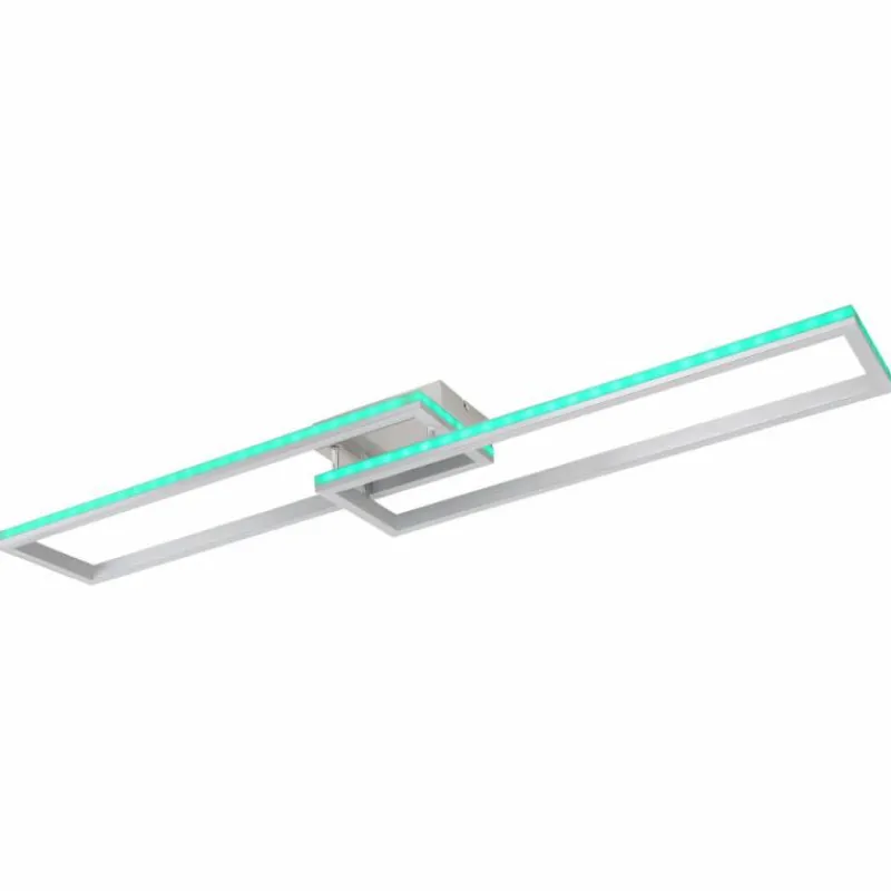 Luminaires Globo Lighting Plafonnier Globo SALMOS LED Aluminium, Gris, Argenté, 2 lumières, Télécommandes, Changeur de couleurs* Éclairage Led