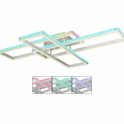 Luminaires Globo Lighting Plafonnier Globo SALMOS LED Aluminium, Gris, Argenté, 2 lumières, Télécommandes, Changeur de couleurs* Éclairage Led