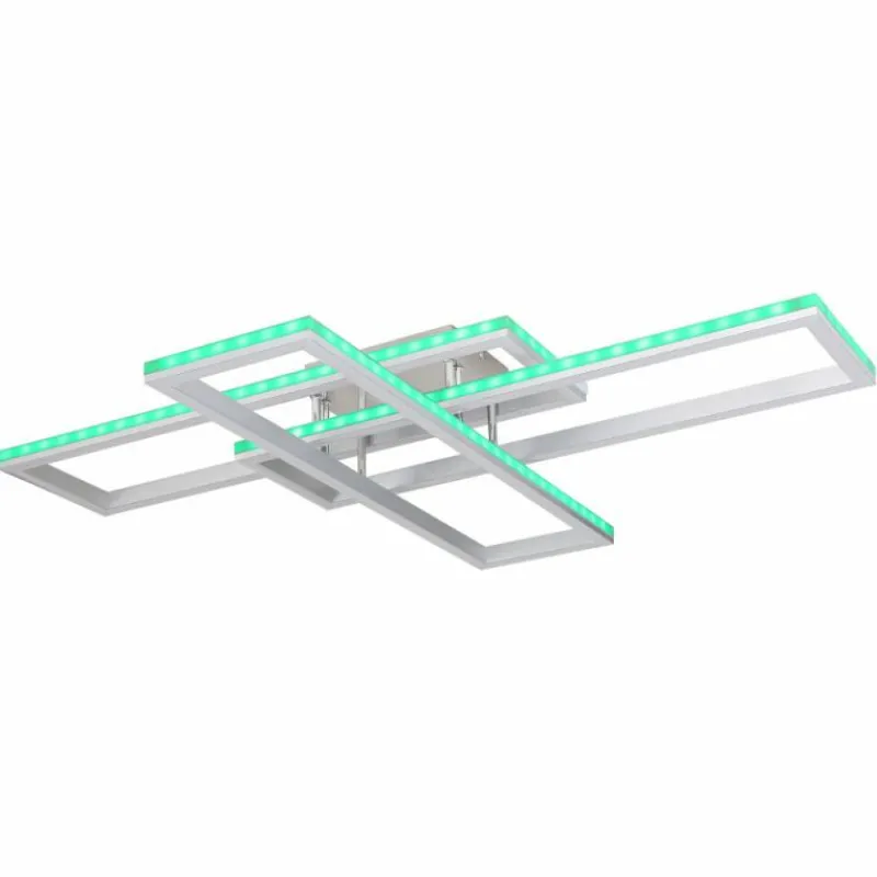 Luminaires Globo Lighting Plafonnier Globo SALMOS LED Aluminium, Gris, Argenté, 2 lumières, Télécommandes, Changeur de couleurs* Éclairage Led