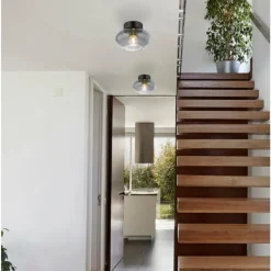 Suspension Verre Fumé-Luminaires Globo Lighting Plafonnier Globo SHAUN Noir, 1 lumière