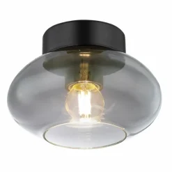 Suspension Verre Fumé-Luminaires Globo Lighting Plafonnier Globo SHAUN Noir, 1 lumière