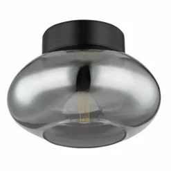 Suspension Verre Fumé-Luminaires Globo Lighting Plafonnier Globo SHAUN Noir, 1 lumière