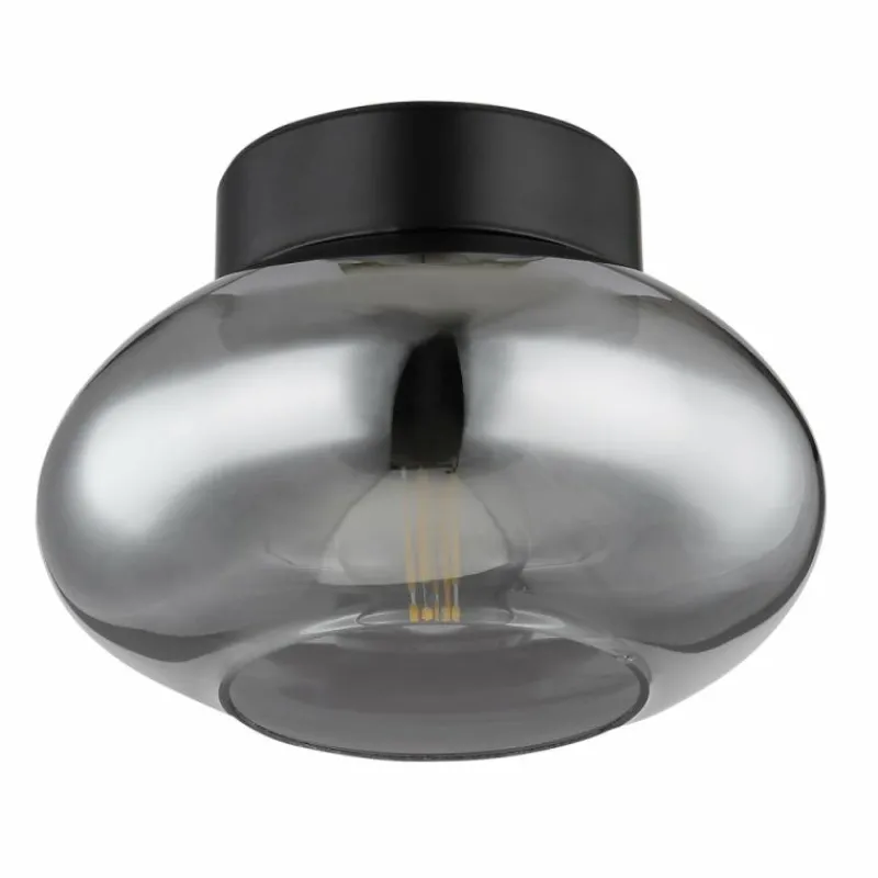 Suspension Verre Fumé-Luminaires Globo Lighting Plafonnier Globo SHAUN Noir, 1 lumière