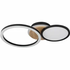 Lampes En Bois-Luminaires Globo Lighting Plafonnier Globo SID LED Couleur bois, Noir, 1 lumière