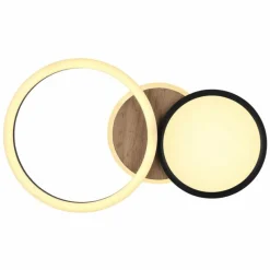 Lampes En Bois-Luminaires Globo Lighting Plafonnier Globo SID LED Couleur bois, Noir, 1 lumière