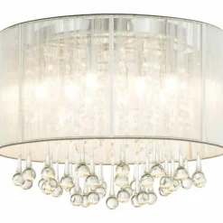 Lampes En Tissu-Luminaires Globo Lighting Plafonnier Globo Sierra LED Chrome, 8 lumières