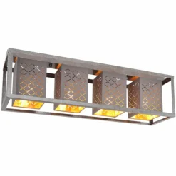 Lampes En Tissu-Luminaires Globo Lighting Plafonnier Globo THOMAS Argent Oxydé, 4 lumières