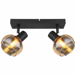 Suspension Verre Fumé-Luminaires Globo Lighting Plafonnier Globo TOKKI Noir, 2 lumières