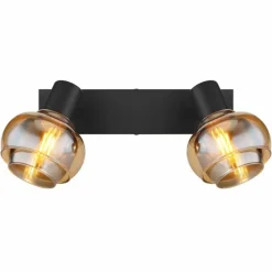 Suspension Verre Fumé-Luminaires Globo Lighting Plafonnier Globo TOKKI Noir, 2 lumières