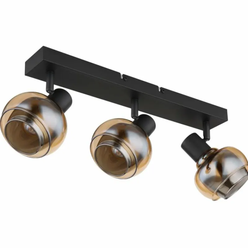 Suspension Verre Fumé-Luminaires Globo Lighting Plafonnier Globo TOKKI Noir, 3 lumières