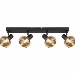 Suspension Verre Fumé-Luminaires Globo Lighting Plafonnier Globo TOKKI Noir, 4 lumières