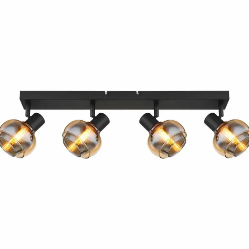 Suspension Verre Fumé-Luminaires Globo Lighting Plafonnier Globo TOKKI Noir, 4 lumières