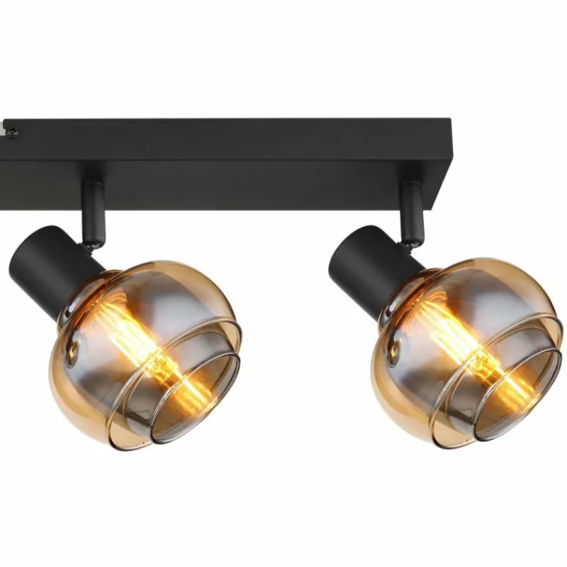 Suspension Verre Fumé-Luminaires Globo Lighting Plafonnier Globo TOKKI Noir, 4 lumières