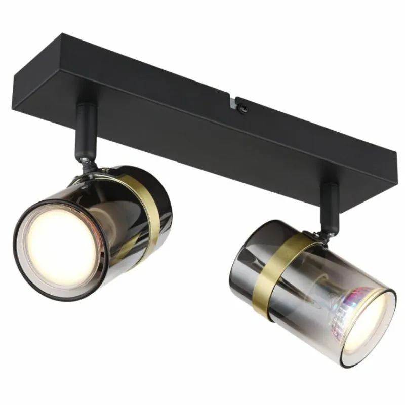 Suspension Verre Fumé-Luminaires Globo Lighting Plafonnier Globo TRABBY Noir, 2 lumières