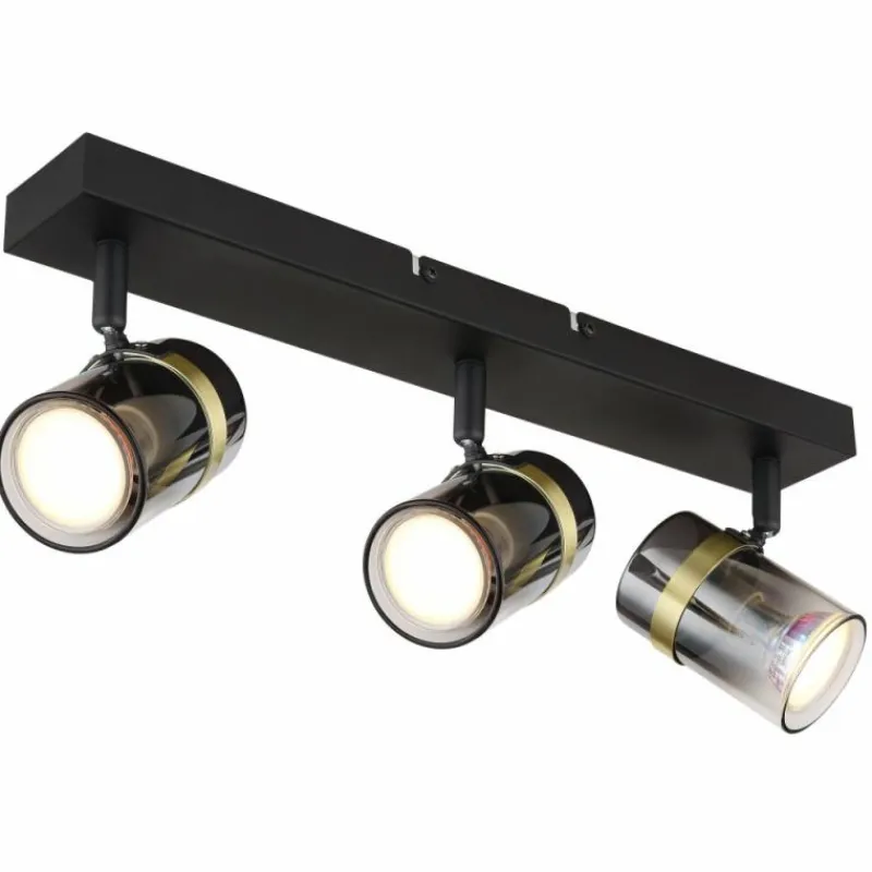 Suspension Verre Fumé-Luminaires Globo Lighting Plafonnier Globo TRABBY Noir, 3 lumières