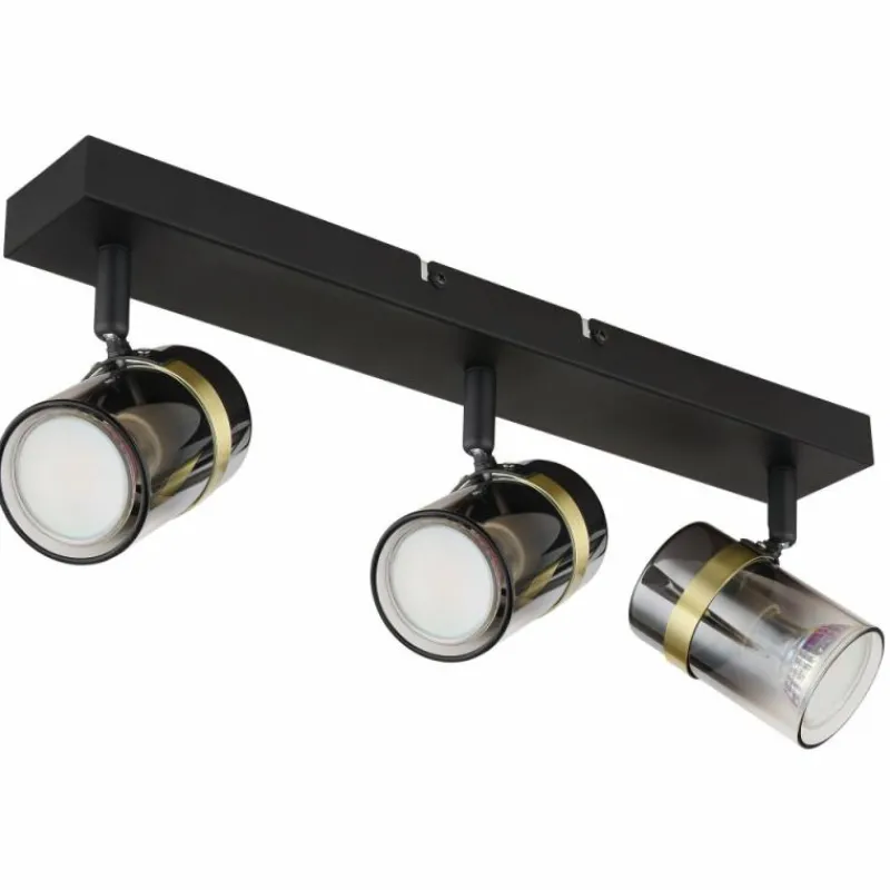 Suspension Verre Fumé-Luminaires Globo Lighting Plafonnier Globo TRABBY Noir, 3 lumières