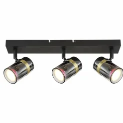 Suspension Verre Fumé-Luminaires Globo Lighting Plafonnier Globo TRABBY Noir, 3 lumières