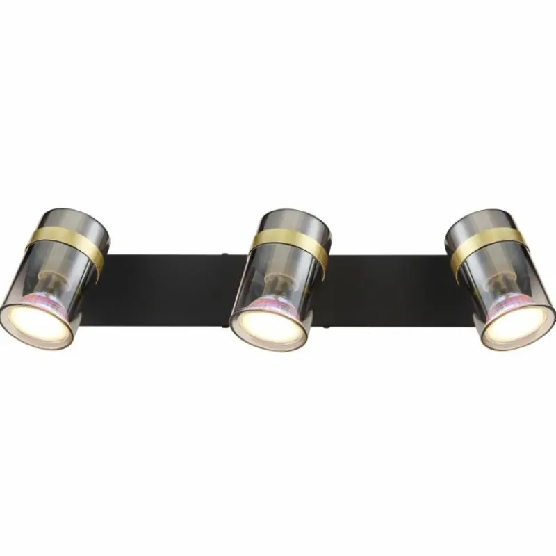 Suspension Verre Fumé-Luminaires Globo Lighting Plafonnier Globo TRABBY Noir, 3 lumières