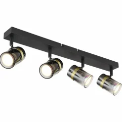 Suspension Verre Fumé-Luminaires Globo Lighting Plafonnier Globo TRABBY Noir, 4 lumières