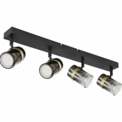 Suspension Verre Fumé-Luminaires Globo Lighting Plafonnier Globo TRABBY Noir, 4 lumières