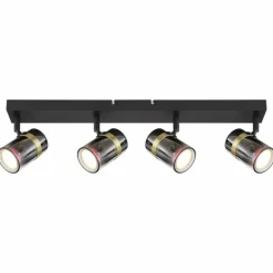 Suspension Verre Fumé-Luminaires Globo Lighting Plafonnier Globo TRABBY Noir, 4 lumières