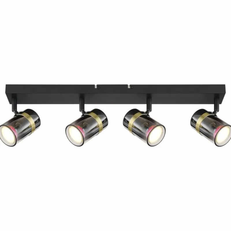 Suspension Verre Fumé-Luminaires Globo Lighting Plafonnier Globo TRABBY Noir, 4 lumières